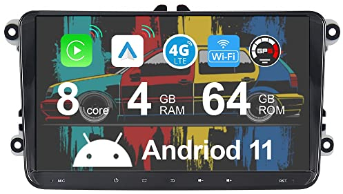 JUNHUA 9 Android Octa-Core 4+64GB Wireless Carplay Android Auto GPS Autoradio Navigation für VW Passat B6 Golf 5 6 V VI MK5 MK6 Plus Tiguan Touran Multivan T5 Polo Caddy Skoda Seat WiFi Built-in 4G