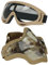 Aoutacc Airsoft Maske und Goggles Set, Half Face Full Steel Mesh Maske und Schutzbrillen für CS/Jagd/Paintball/Schießen (IT)