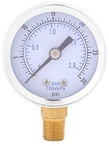 Akozon Manometer 0-30 psi 0-2 bar Mini Dial Wasser Öl Kompressor Meter Hydraulik Manometer