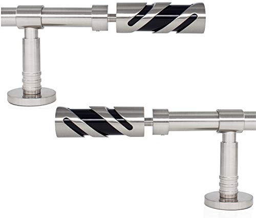 Gcurtain Set di Bastone per Tende Asta Metallo Diametro Standard 5/8 - 3/4 (16-19 mm) Finestra Decorativa Regolabile Facile Installare Finale Design Elegante- Vortice / 44-82 (110-210cm)
