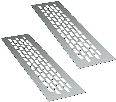 sossai® Aluminium Lüftungsgitter - Alucratis (2 Stück) | Rechteckig - Maße: 24,5 x 6 cm | Farbe: Aluminium | eloxiert