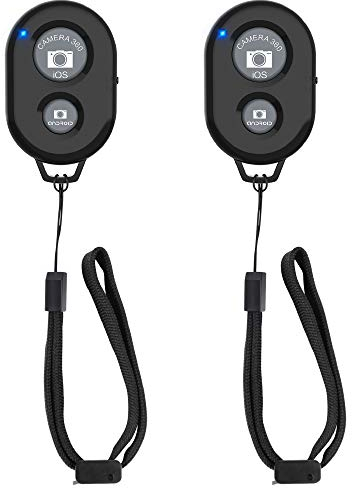 TESECU Bluetooth Fernbedienung, Handy Bluetooth Selfie Remote Control, Fernauslöser Selbstauslöser Fernbedienung für iOS, Android Smartphone (Bluetooth Fernbedienung Schwarz - 2pcs)