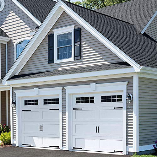 ToLanbbt - Décoration de porte de garage magnétique avec fausses charnières - Kit de quincaillerie en PVC - Pour décoration de porte de garage en métal - 2 ensembles - 4 poignées 8 charnières