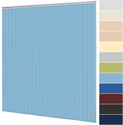 Lamellenvorhang nach Maß Vertikaljalousie 127 mm für Tür und Fenster viele Farben Maßanfertigung Jalousie Lamellen Rollo Wand- und Deckenmontage (Breite 140,1-160 cm x Höhe 240,1-250 cm, Hellblau)