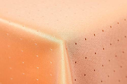 First-Tex Punkte Damast Tischdecke 180 rund orange terrakotta Pflegeleicht