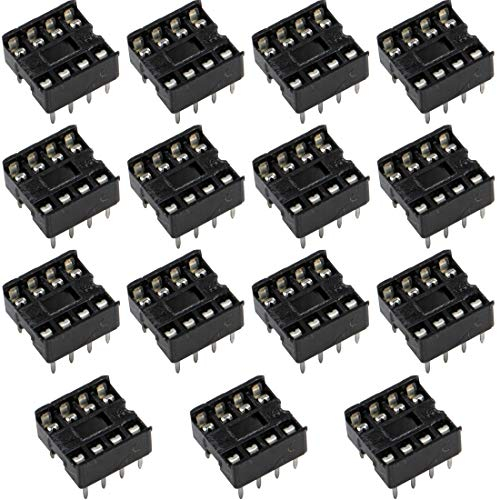 risingsaplings 15 x 8-polige DIP-IC-Buchsen, DIP8-IC-Buchsen, Adapter, Löt-Typ-Buchse, 0,3 cm Rastermaß