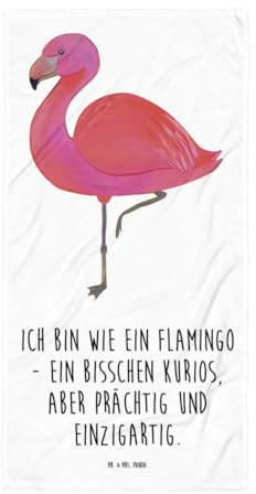 Mr. & Mrs. Panda Badehandtuch Flamingo Classic - Geschenk, Rosa, Großes, Strandtuch, Duschtuch, Handtuch, Reisehandtuch, Prächtig, Ich, Tochter, Spruch