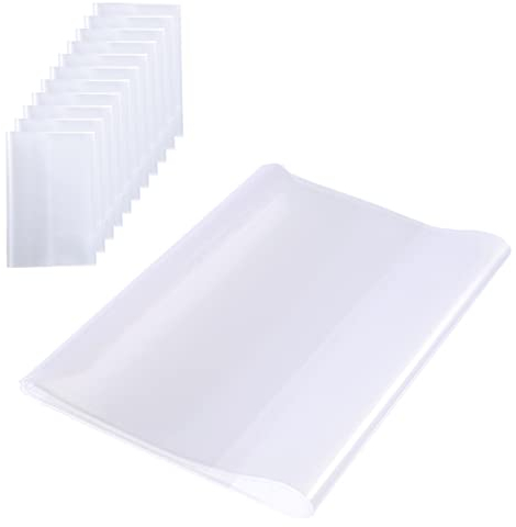 LdawyDE 10 pcs Clear Plastic Book Coves Exercise Book Notebook Transparent Protector Cover Waterproof Ripstop PVC Protectors Sleeve 300mm x 210 mm