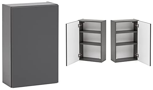 Lomadox Bad Hängeschrank 40 cm breit in Graphit mit Push-to-Open Funktion, B/H/T: ca. 40/64/20 cm