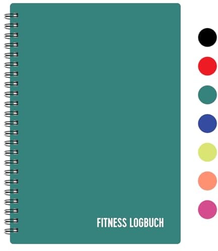 Fitness Logbuch Plastik-Cover Grün - undatiertes Workout-Tagebuch – A5-Format, dickes Papier, starke Bindung – stilvolles und minimalistisches Trainingstagebuch