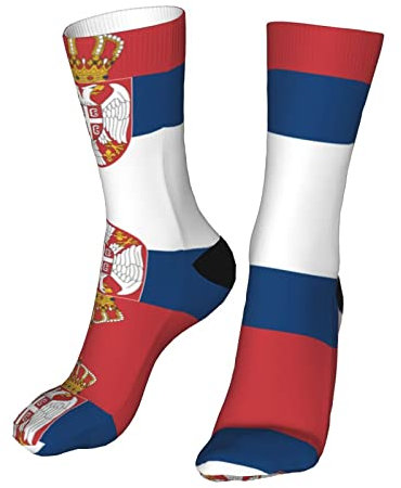 AOOEDM Socken Damen & Herren Serbien Flagge Atmungsaktive Neuheit Running Crew Socken