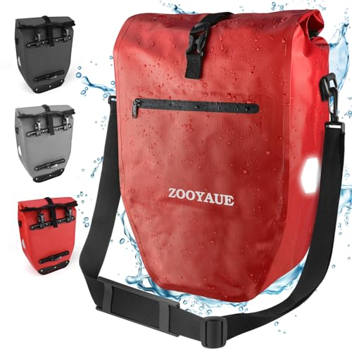 ZOOYAUE 28L Fahrradtasche für Gepäckträger, Wasserdicht Gepäckträgertasche mit Reflektoren, Fahrradtasche Umhängetasche mit Tragegriff und Schultergurt