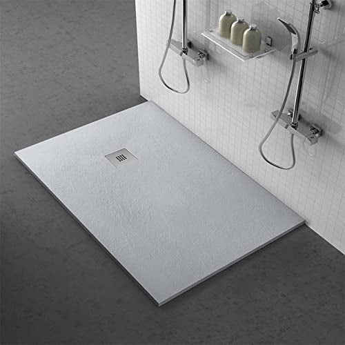 Piatto Doccia 70x110 Grigio in Marmo Resina, Effetto Pietra, Karen (70x110, Grigio)