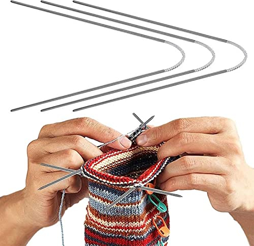 Metall Rundstricknadeln,Flexible Edelstahl Rundstricknadeln,Praktisch Stricknadeln,Flexible Gerade Stricknadeln,Tragbar Metall Sockenstricknadeln,für Socken, Ärmel, Stricker