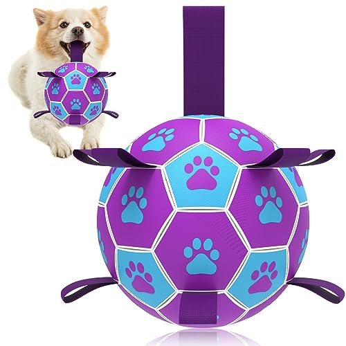 QDAN Hundespielzeug, Fußball mit Riemen, Welpengeburtstagsgeschenke, Wasserspielzeug, langlebige Bälle für Hunde, mittelgroße und kleine Rassen, 15,2 cm