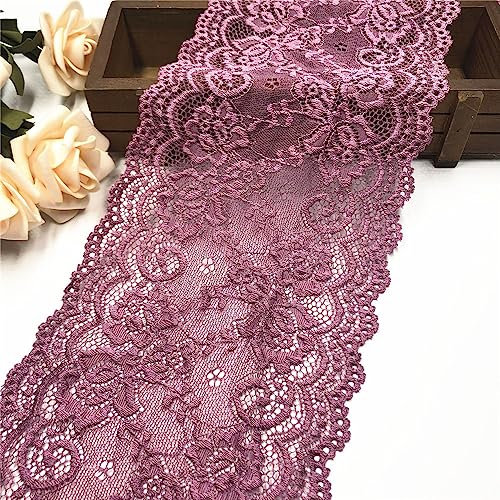 2 Yards 15 cm Breite Vintage Spitzenband, Spitzenbordüre Spitzenborte Zierband Dekoband Spitzenstoff Spitzenbesatz HäKelband Lace Textilborte WäSchespitze Spitzen Bänder zum Nähen, DIY Basteln(Lila)