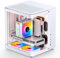 JONSBO TK-1 White Micro ATX Mini Tower Computer CASE, Hyperboloid Glass Design, Separated Cabinet Structure, Al Alloy Shell Matx Desktop PC Case, Support ATX Power supply/240 AIO, White