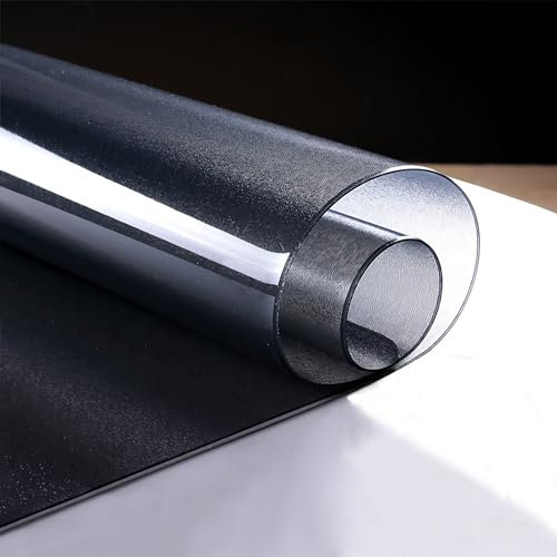 Transparente Tischdecken Tischfolie,Einseitig Schwarz Matt Tabelle Beschützer,Fleckschutz Wasserdicht Tischschutzfolie,Keine Blasen,3mm Dicke Tischschutz,Bodenschutzmatte Transparent,Größe wählbar