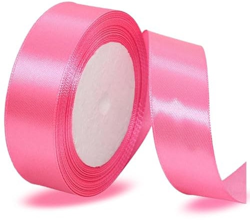 Satinbands Pfirsich Rosa 25mm Breit, 23 Meters Geschenkband für Geschenkverpackungen, DIY-Basteleien, Blumensträuße, Nähprojekte, Schleifenherstellung, Geburtstags- und Hochzeitsdekorationen