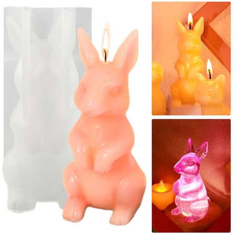 Osterhase Silikonform Gießform Kerzenform Ostern Kaninchen Silikonform, Epoxidharz Form Ostern Hase Gießform Silikon Hase Backform, Kaninchen Form zum Gießen for Kerzen Beton Gips Seife DIY Handwerk