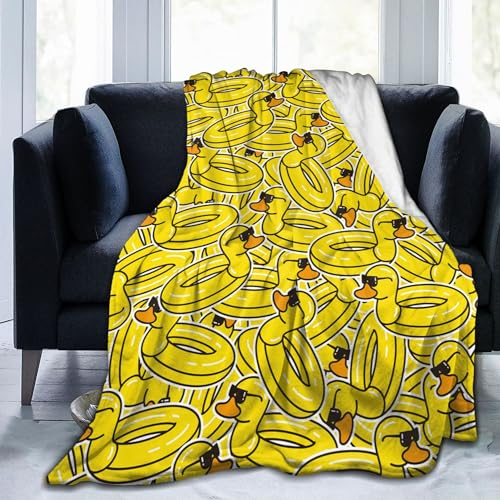 HMZXZ Ultra Weich Werfen Flanell Decke Karikatur Ente Alle Jahreszeit Gelb Tier Dekorativ Vlies Decke für Reisen Bett Stuhl Auto Sofa Couch Schlafzimmer 30X40