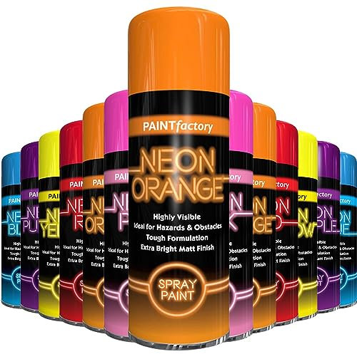 AlezyB 1x Neon Spray Paint Orange 200ml Flouroscent Aerosol Extra Bright DIY Graffiti (Banksey) Paint, Assorted Colour Paint