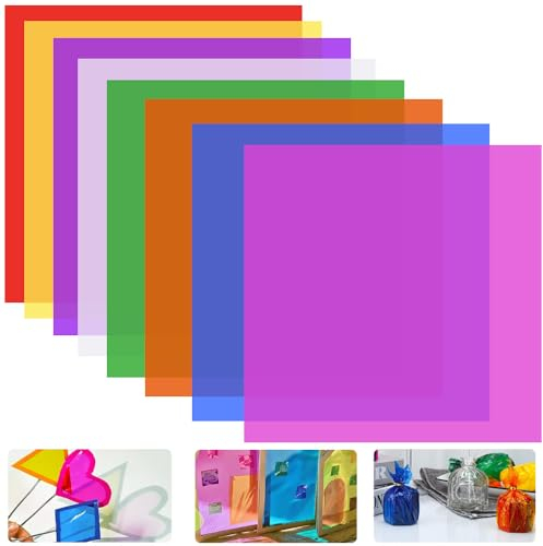 DIKEBAO 200 Hojas Láminas de Celofán Colores 19x19cm Papel de Celofán Transparente Colores Papel Celofán para Envolver Regalos Macetas Dulce para Manualidades Efectos Fotográficos Para Escuela Niños