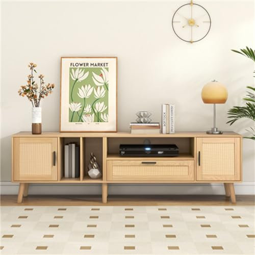 Mobile TV Design In Rattan Porta TV Con Ante E Cassetto TV Fino A 80 Pollici Credenza Bassa Per Soggiorno Camera Da Letto Tavolo TV Credenza Colore Legno 1102