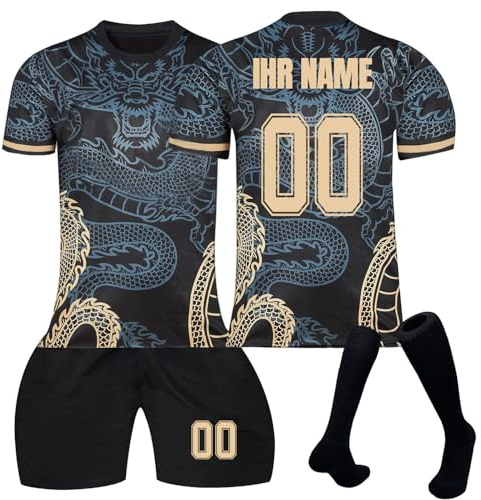 Trikot mit Eigenem Namen & Nummer, Trikot Personalisiert Kinder, Neue Saison Hause/Auswärts Fußball Trikots Shorts Socken Set für Kinder/Erwachsene, Fussball Jersey Trainingsanzug für Junge Herren