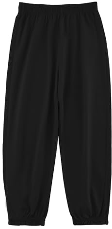 BINIDUCKLING Kids Unisex Plain Jogger, Cotton Pull-on Jogging Pants Classic Elasticated Cuff Tracksuit Bottoms Casual School Trousers for Boys Girls Age 5-12 Years