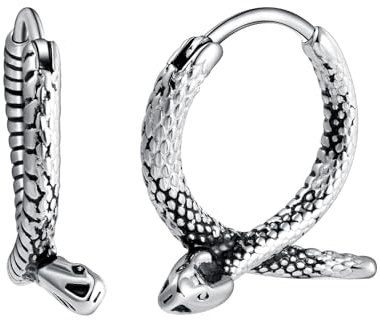 Yumilok Punk Schlange Creolen Ohrringe für Herren Damen Edelstahl Klein Creolen Ohrringe Hoops Earrings Huggie Knorpel Piercing