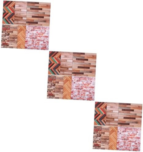 BESTonZON 3sets Mini Peel and Stick Wallpaper Tiles for Dollhouse Decor Vintage Dollhouse Stickers 7sheets*3