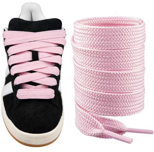 Endoto Lacet pour Adidas Campus 00s Chaussures, 16MM de Large Remplacement Plats Gros Lacets Laces - Rose Clair, 50 pouces