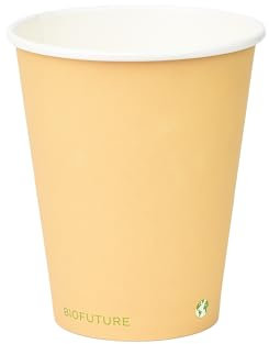 BIOFUTURE Disposable Paper Cups – 100% Compostable & Biodegradable 8 Ounce Party Cups for Weddings, Birthdays & Events, Sustainable Cold Drink Party Supplies – 50 Pack, Sand, 8oz
