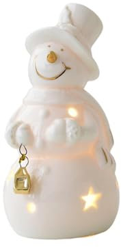 Lighted Statue Snowman Figurine Sculpture Christmas Decoration Xmas Ornament for TV Stand Party Living Room Bookshelf Wedding