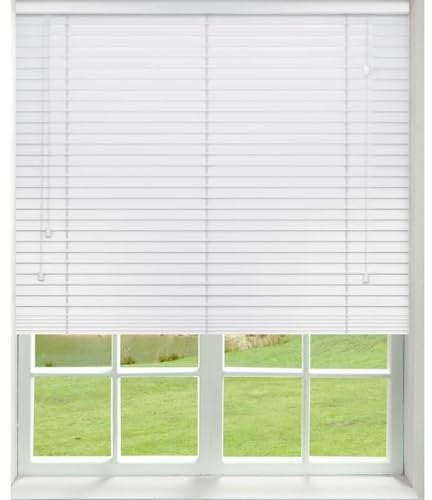 HARRISON DRAPE 50mm Faux Wood Venetian Blind - White - 160cm Drop - (60cm Wide)