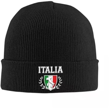 TIOYREVENO Sports Italia Italien Italienische Flagge Wintermütze Strickmützen für Outdoor-Aktivitäten Mehrere Farben Unisex Thermomütze Herbst und Winter Tägliche Beanie Schwarz Einheitsgröße