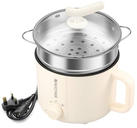 Electric Hot Pot UK 220 V 1.8 L Round Mini Electric Pot Portable Mini Stock Pot with Overheat Boil Dry Protection Nonstick Noodles Cooker 2 Mode for Noodles Porridge Ramen Steak ...