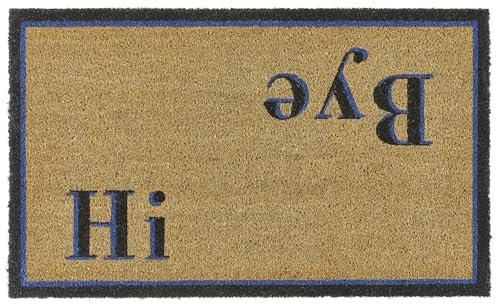 My Mat Printed Coir Hi Bye Doormat, Perfect for Indoor and Outdoor Use, Large Welcome Mat for Front Door, Entryway and Patio 45x75cm