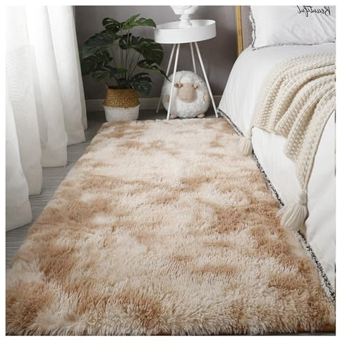 GOUSANG Teppich Kunstfell 200 x 250 cm Lammfell-Teppich Fell Optik Nachahmung Weich Lammfellimitat Teppich für Wohnzimmer Esszimmer Kuche Flur, Khaki