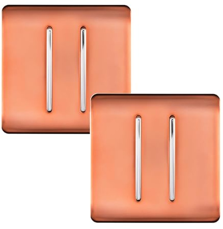 Trendi 2 Gang 2 Way Artistic Modern Glossy 10 Amp Rocker Tactile Light Switch Copper (Pack of 2)