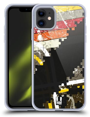 Head Case Designs Retro Schwarz Puzzle-Teile Gelhülle [Militärischer Schutzgrad] Kompatibel Mit Apple iPhone 11 Und Kompatibel Mit MagSafe