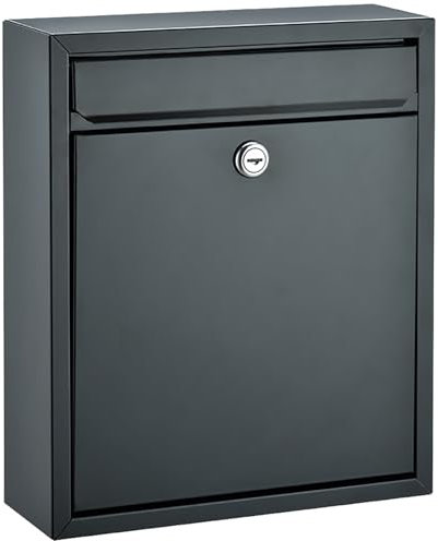 YCYRF Boîtes aux Lettres Murale, Grande capacité, Boite aux Lettres Normalisée Exterieur Verrouillable avec 2 Clés pour la Maison et L'entreprise 25x10x30cm(Black)