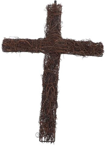 Cabilock Rattankreuzpfahl Kreuzdekor Gewebtes Rattankreuz Rattankreuz Zum Selbermachen Gartenkreuzmaterial Weihnachtsgartenkreuzdekor Diy-rattankreuz Kreuzdekoration Gewebtes