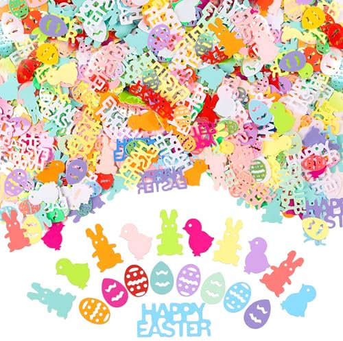 30g Buntes Konfetti, Osterdekoration, metallische Happy Easter Party-Tischdekoration, Ei, Kaninchen, Huhn, Konfetti für Mottopartys