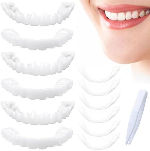 NHQZ 3 Pezzi Denti finti da applicare da soli, Faccette dentali professionali, Dente finto, Protesi dentarie perforate, Viene fornito con 2 pezzi di gomma Eucommia ulmoides