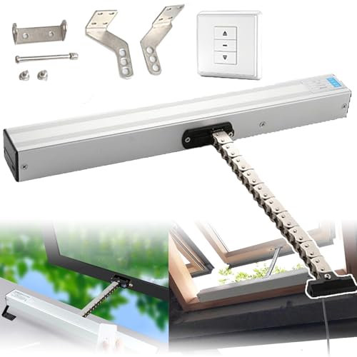 Apriporta Elettrico a Catena per Finestre Da 300 a 1000 Mm, Apriporta Automatici a Catena Con Telecomando + Interruttore, Per Finestre a Battente, Lucernari, Sfiati Sul Tetto,400mm