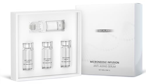 Système de Micro-Infusion pour le Visage, Système de Micro-Infusion pour les Llèvres, Sérum à l'acide Hyaluronique, Améliore les Rides et les Ridules du Visage Avec 3 Bouteilles d'Essence et 1 Roll