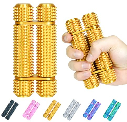 Pain Stim Fidget Roller for Adults Office Desk Stress Relief Sensory Aid ADHD Anxiety Fidget Tool Pocket Spinner Gifts for Him Her Colleagues(Gold,Compact)