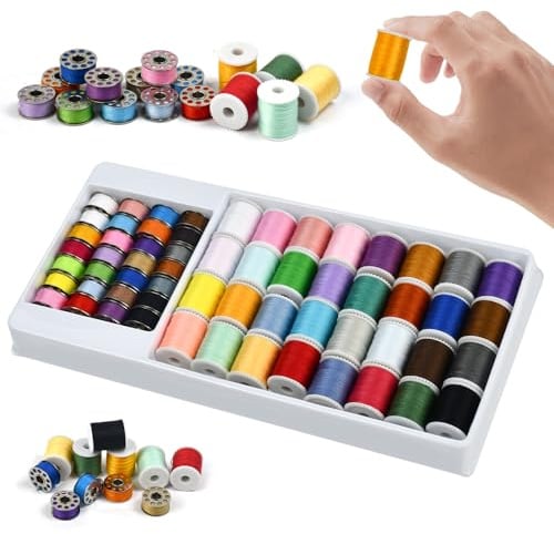 Huucozn 60 Farben Nähgarn für Nähmaschine overlock Garn Nähfaden 20/25 Yard Overlockgarn Garnrollen Spulen Polyester garn mit 28 Unterfadenspulen Aufbewahrungskoffer für Nähen und Quilten Maschinen